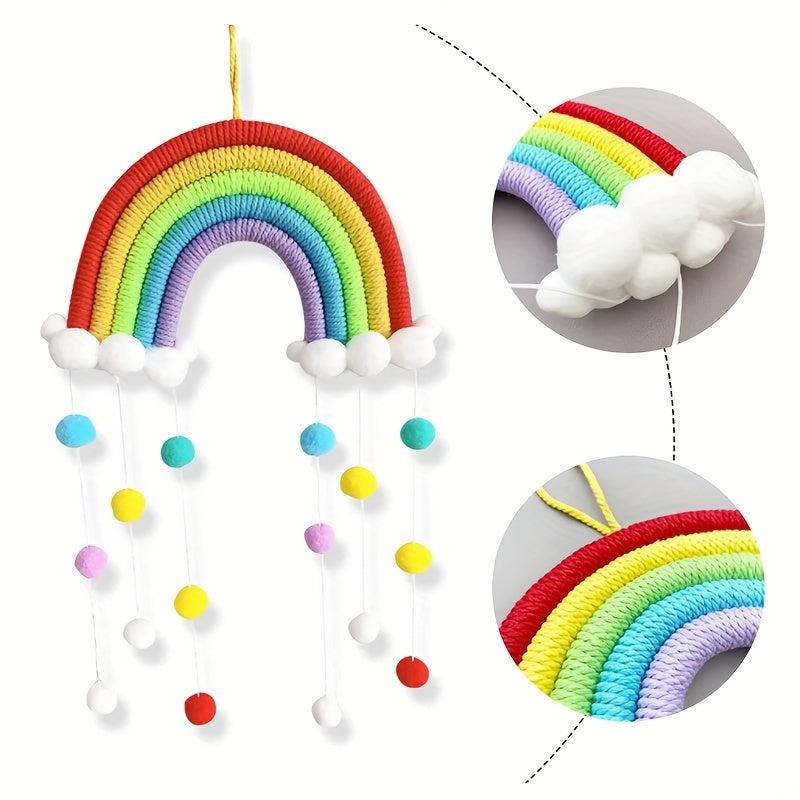 Rainbow Wall Hanging Pom Pom Wreath Kids Room Decor