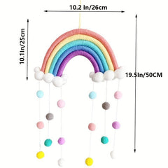 Rainbow Wall Hanging Pom Pom Wreath Kids Room Decor