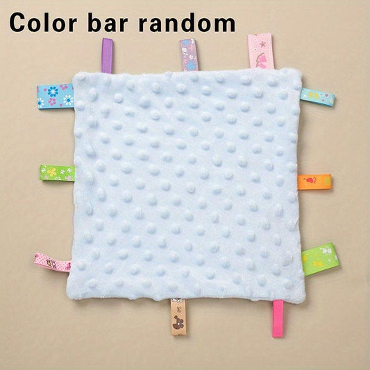 Baby Tag Security Blanket Soothing Plush Blanket with Colorful Tags
