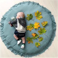Baby Cotton Play Mat Round Ruffled Cushion Soft Breathable Crawling Pad