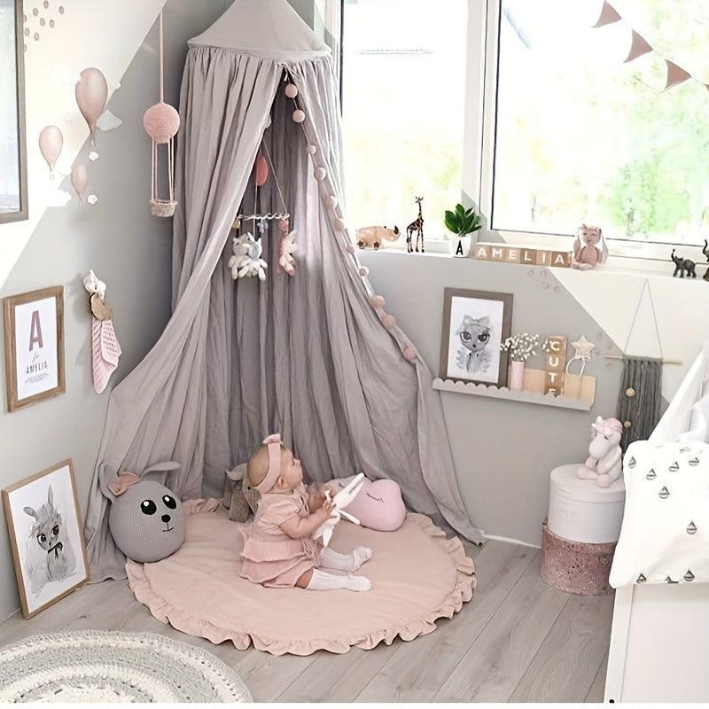 Baby Cotton Play Mat Round Ruffled Cushion Soft Breathable Crawling Pad