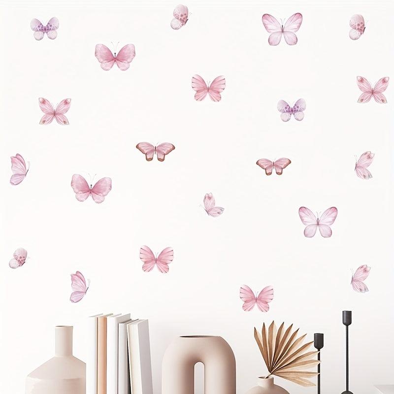 3 Pc Watercolor Pink Butterfly Wall Stickers for Baby Room