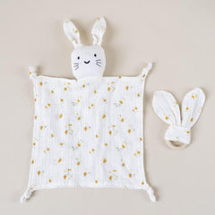 Baby Cotton Muslin Bib Teething Towel Doll Rabbit Toy