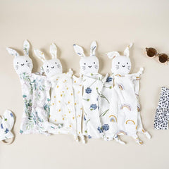 Baby Cotton Muslin Bib Teething Towel Doll Rabbit Toy