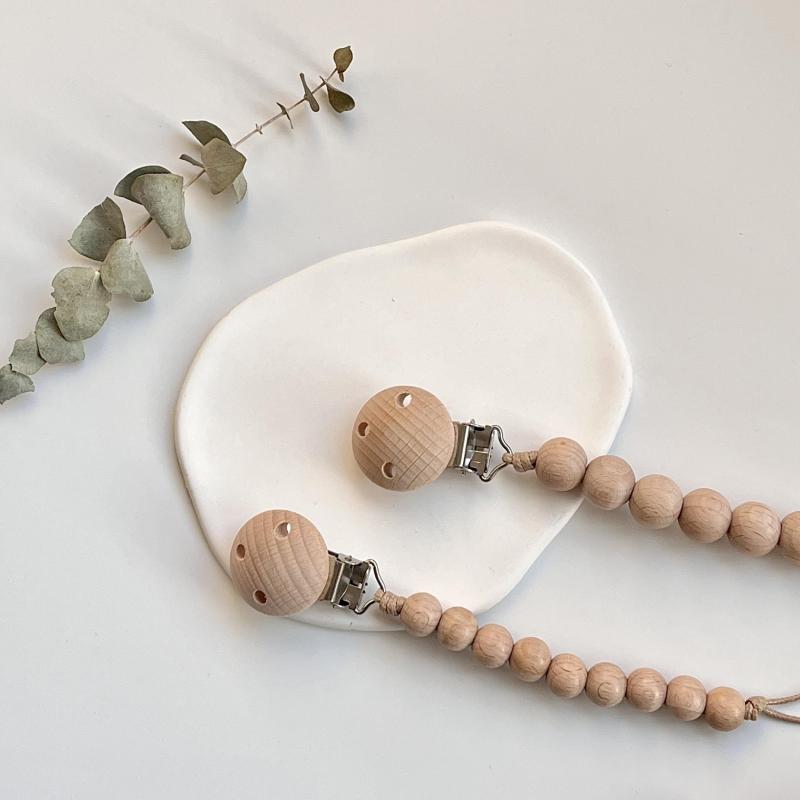 Wooden Baby Pacifier Clip Chain for Boys and Girls