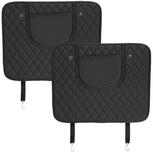 2 Pcs Car Kick Mats PU Leather Backseat Protector with Storage Bags