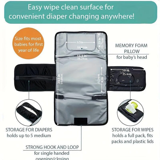 Waterproof Portable Changing Pad Mat with Wipes Holder