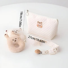 Bear Mom Travel Pouch Diaper Storage Bag Makeup Organizer