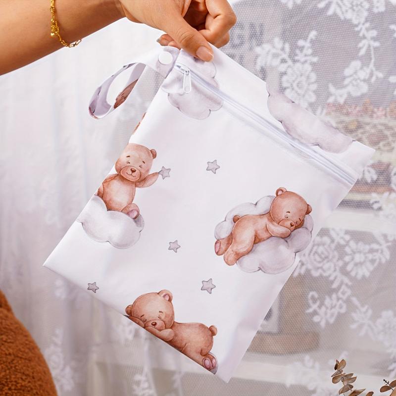 Cloth Diaper Bag Lightweight Polyester Storage Bag with Zipper for Swimming Gym