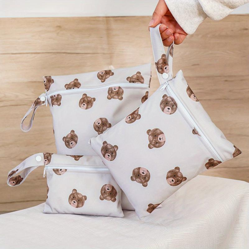3pcs Washable Bags with Pocket for Travel Storage Wet Items