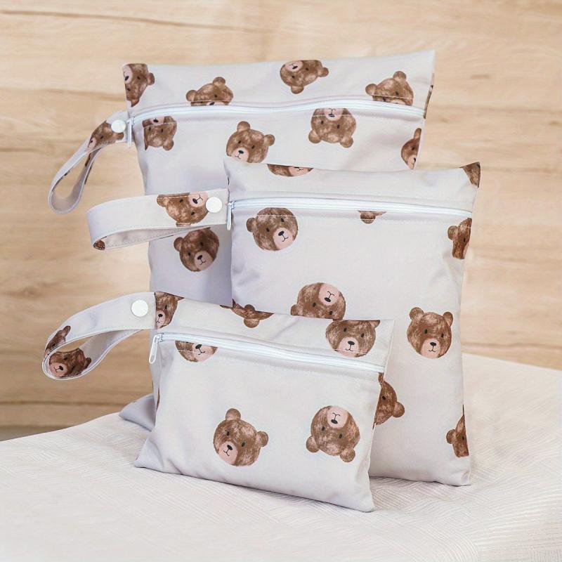 3pcs Washable Bags with Pocket for Travel Storage Wet Items
