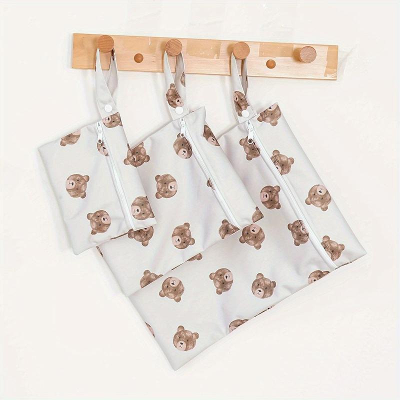 3pcs Washable Bags with Pocket for Travel Storage Wet Items