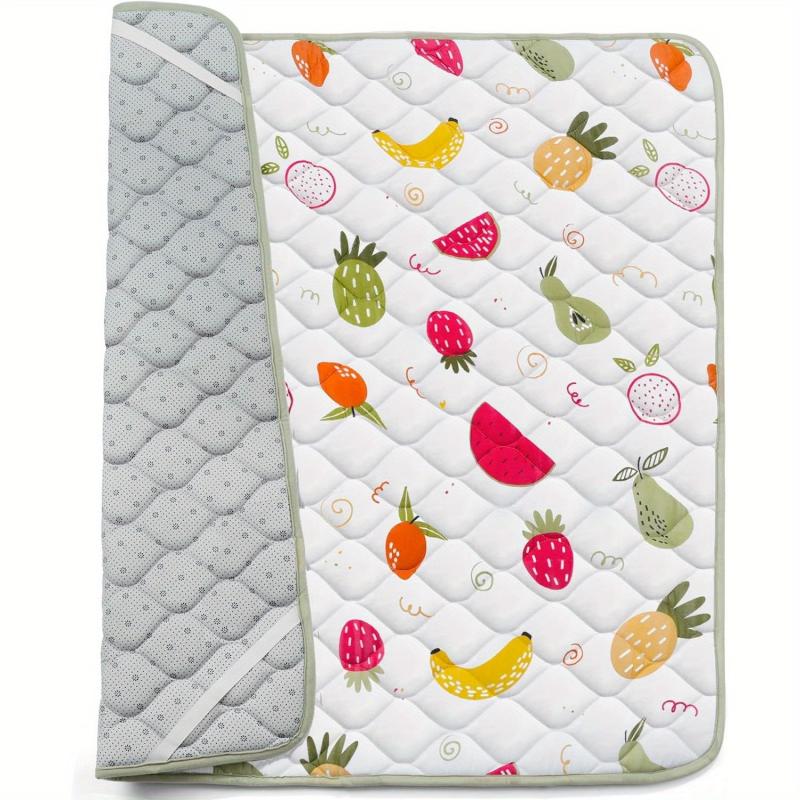 Soft Baby Floor Play Mat 127x127cm Anti-Slip Washable Yellow Fruit Design