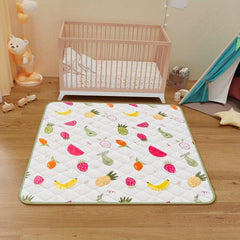 Soft Baby Floor Play Mat 127x127cm Anti-Slip Washable Yellow Fruit Design