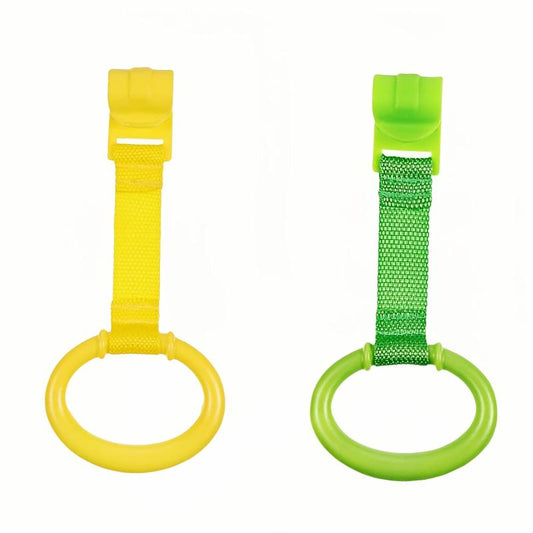 BEZEKIN 2pcs Kids Crib Pull Rings Walking Aid Vibrant Yellow & Green