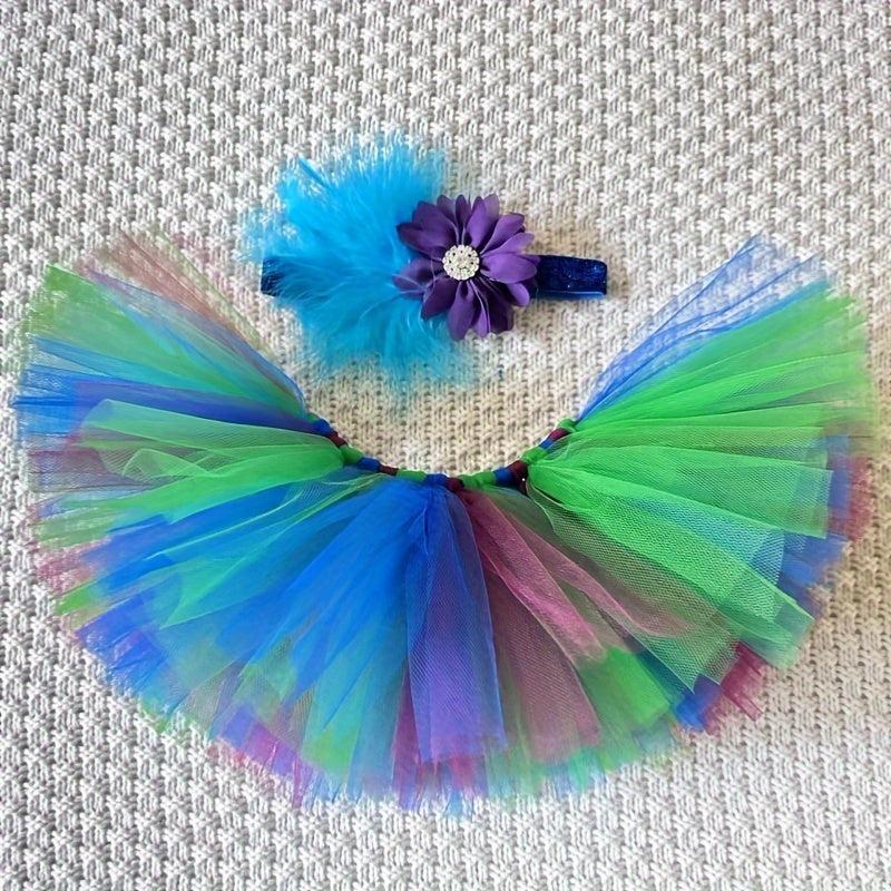 Purple Ballet Tutu & Headband Set - Floral Accent