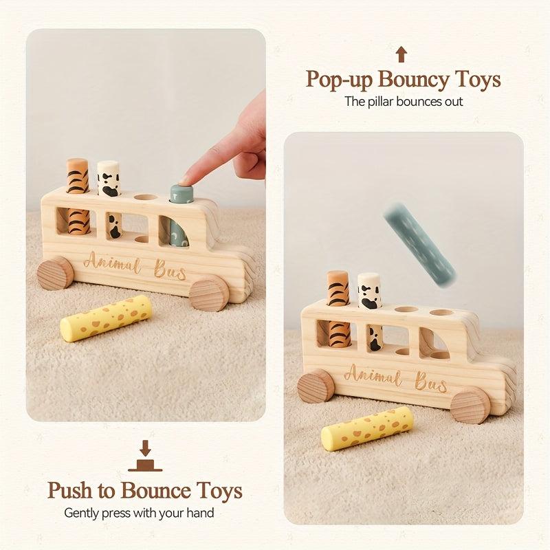 Wooden Bouncy Toy Car Baby Educational Cartoon Set