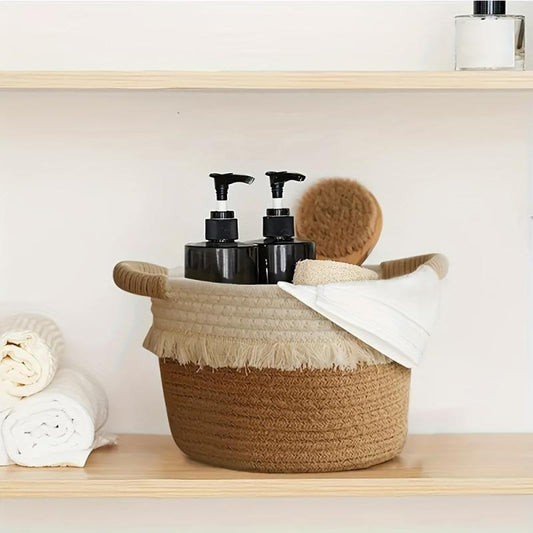 Bohemian Tassel Woven Storage Baskets - Round Jute Organizer