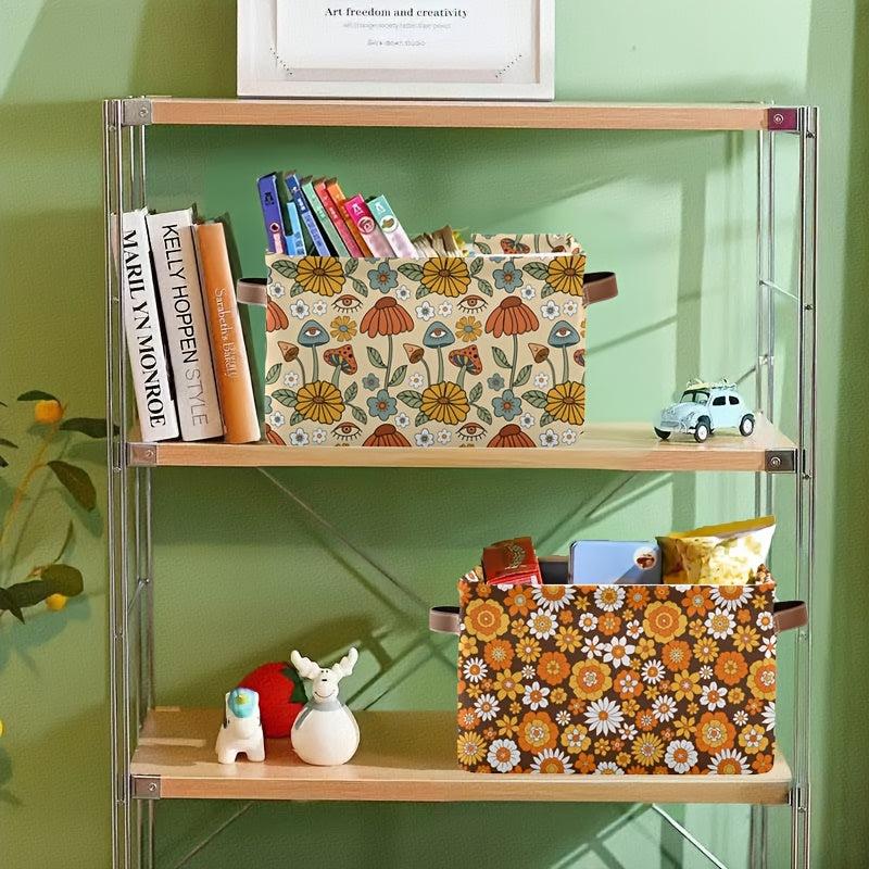 2pcs Retro Pattern Watermelon Mushroom Eye Storage Basket