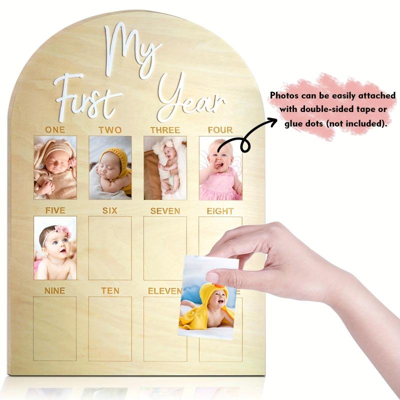 Wooden Collage Picture Frame for First Year Milestones Vertical Unfinished