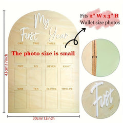 Wooden Collage Picture Frame for First Year Milestones Vertical Unfinished