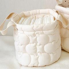 Quilted Bear Diaper Storage Basket Foldable with Handles Large and Small Sizes
