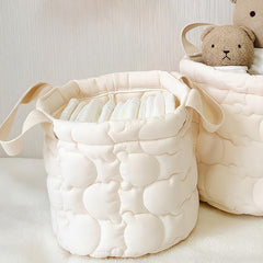 Quilted Bear Diaper Storage Basket Foldable with Handles Large and Small Sizes