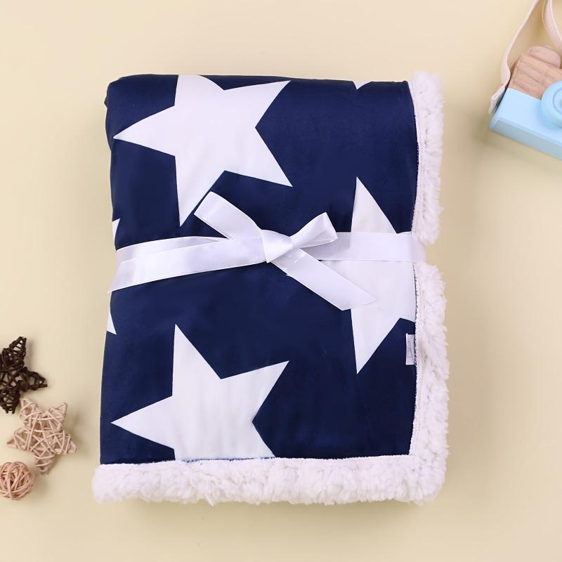 Cartoon Print Fleece Blanket Double Layered Soft and Warm for Autumn and Winter