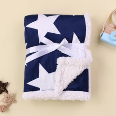 Cartoon Print Fleece Blanket Double Layered Soft and Warm for Autumn and Winter