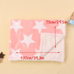 Cartoon Print Fleece Blanket Double Layered Soft and Warm for Autumn and Winter