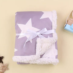 Cartoon Print Fleece Blanket Double Layered Soft and Warm for Autumn and Winter