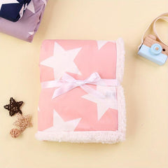 Cartoon Print Fleece Blanket Double Layered Soft and Warm for Autumn and Winter