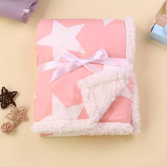 Cartoon Print Fleece Blanket Double Layered Soft and Warm for Autumn and Winter