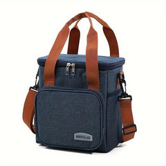 Insulated Lunch Bag Lightweight Cooler for Office Picnic with Brown Accents