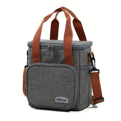 Insulated Lunch Bag Lightweight Cooler for Office Picnic with Brown Accents