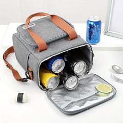 Insulated Lunch Bag Lightweight Cooler for Office Picnic with Brown Accents