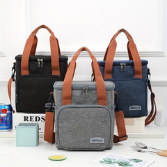 Insulated Lunch Bag Lightweight Cooler for Office Picnic with Brown Accents