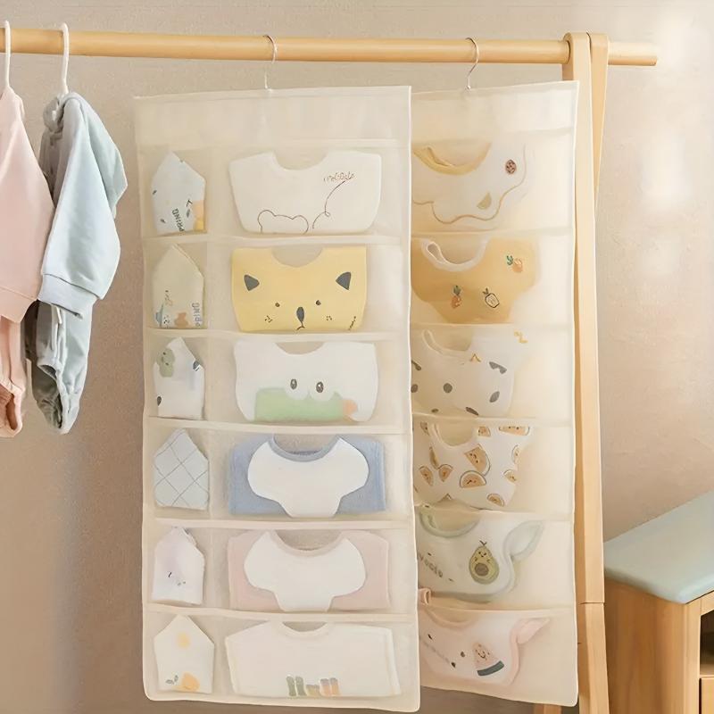 Storage Bag for Socks & Bibs, Hanging Closet Organizer