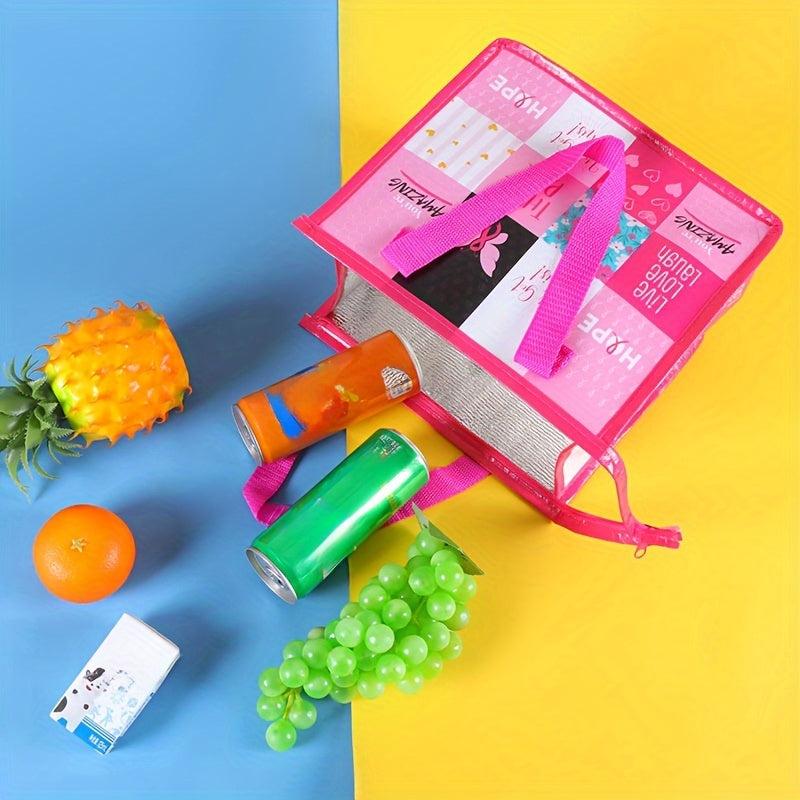 Princess Themed PVC Insulated Lunch Tote Bag - Pink