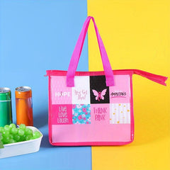 Princess Themed PVC Insulated Lunch Tote Bag - Pink