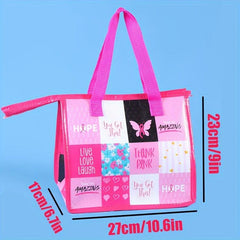 Princess Themed PVC Insulated Lunch Tote Bag - Pink