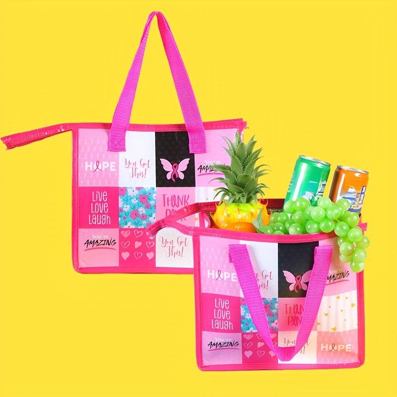 Princess Themed PVC Insulated Lunch Tote Bag - Pink