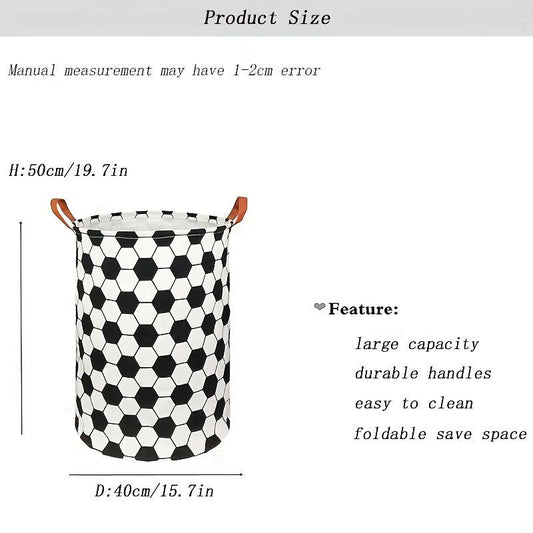 Football Pattern Laundry Basket Lightweight Durable Storage Bag for Clothes Toys