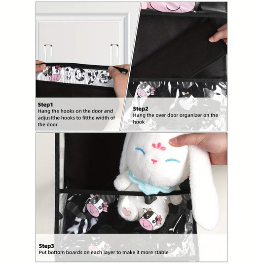 Cow Print Over the Door Organizer with 4 Clear Pockets