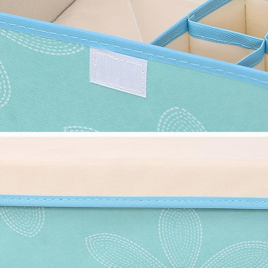 Underwear & Sock Organizer Drawer Storage Box Teal with Flowers and Green Leaves