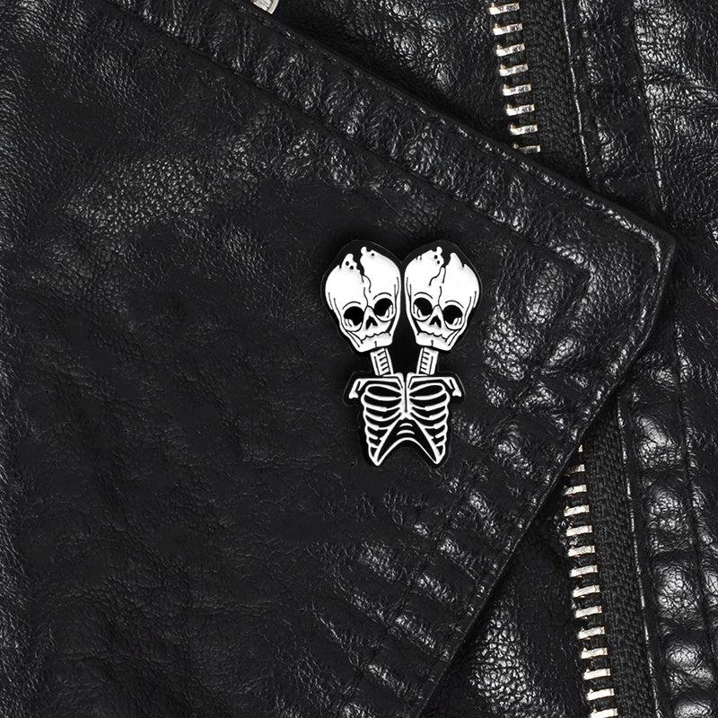 Twin Skull Pin Halloween Ornament Party Accessory