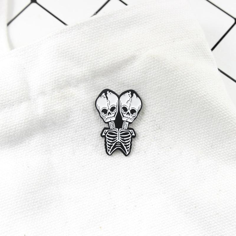 Twin Skull Pin Halloween Ornament Party Accessory
