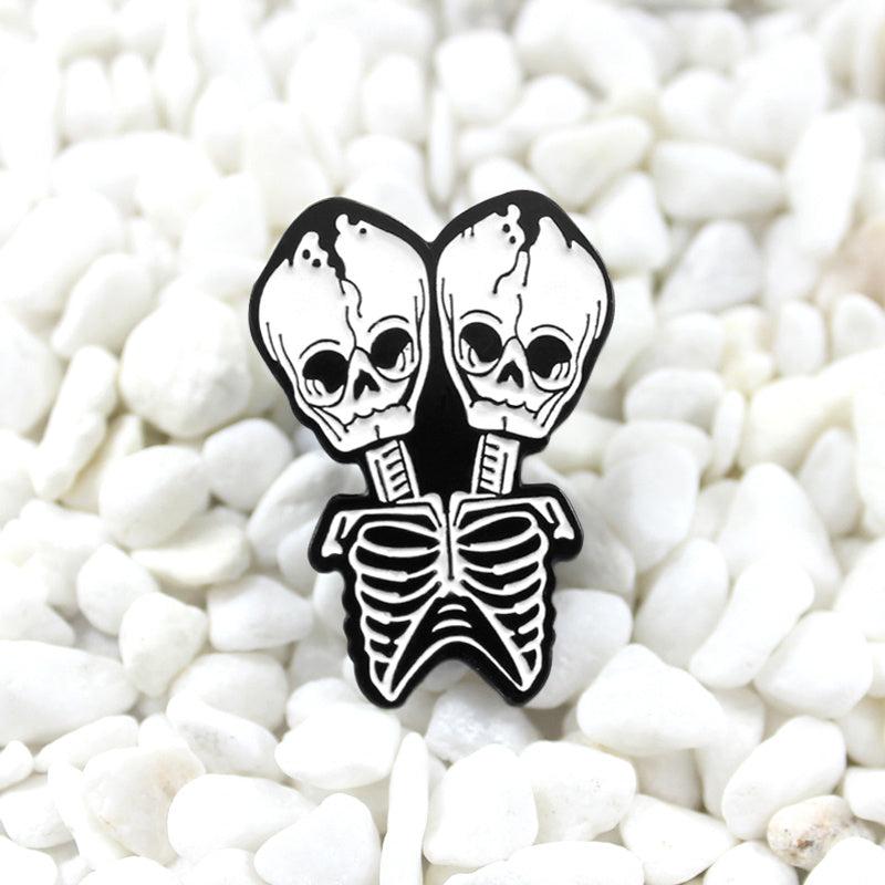Twin Skull Pin Halloween Ornament Party Accessory