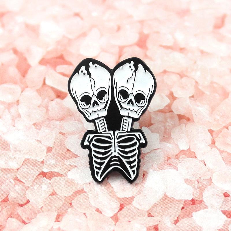 Twin Skull Pin Halloween Ornament Party Accessory