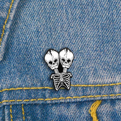 Twin Skull Pin Halloween Ornament Party Accessory